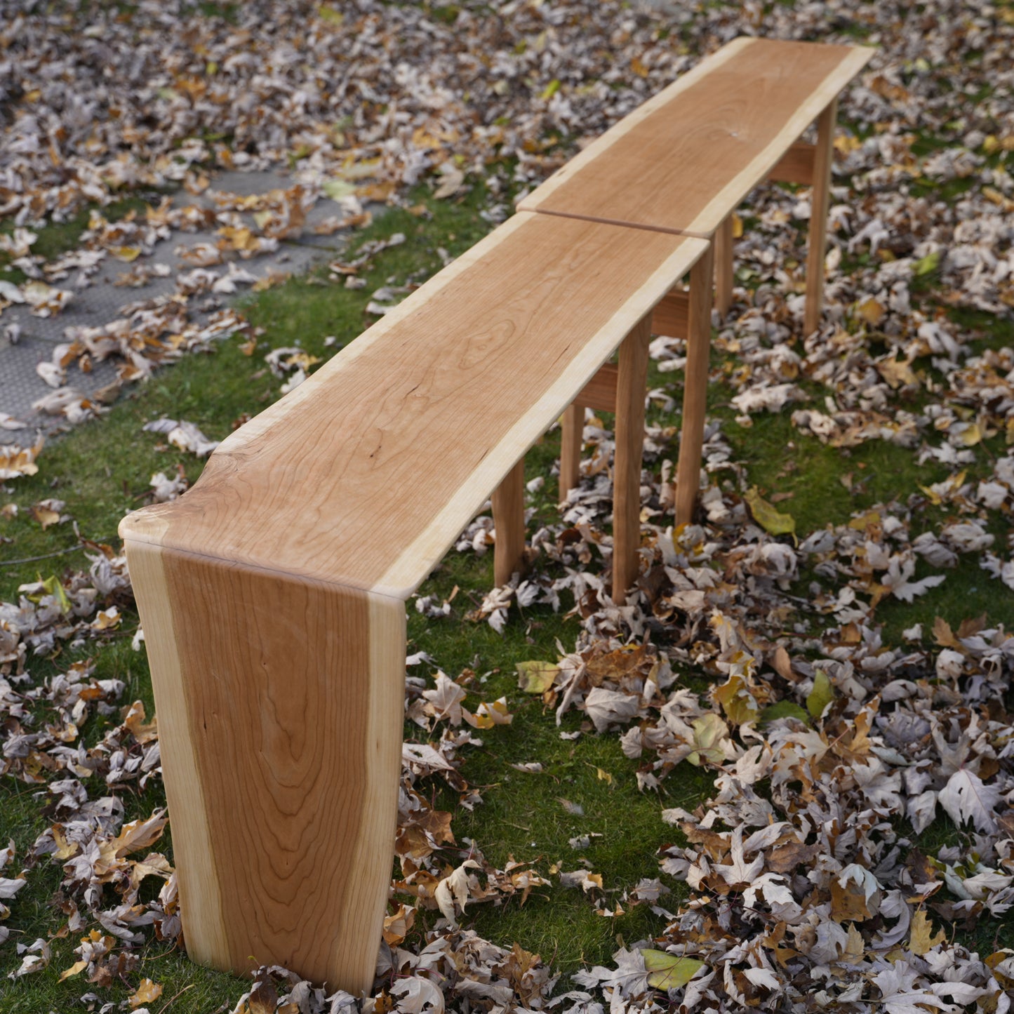 A Pair of Hand Crafted Live Edge Cherry Coffee Tables