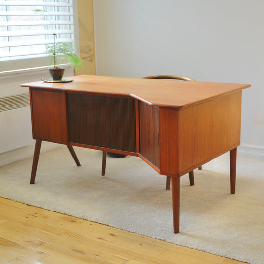 Danish Teak Desk with two Tambours