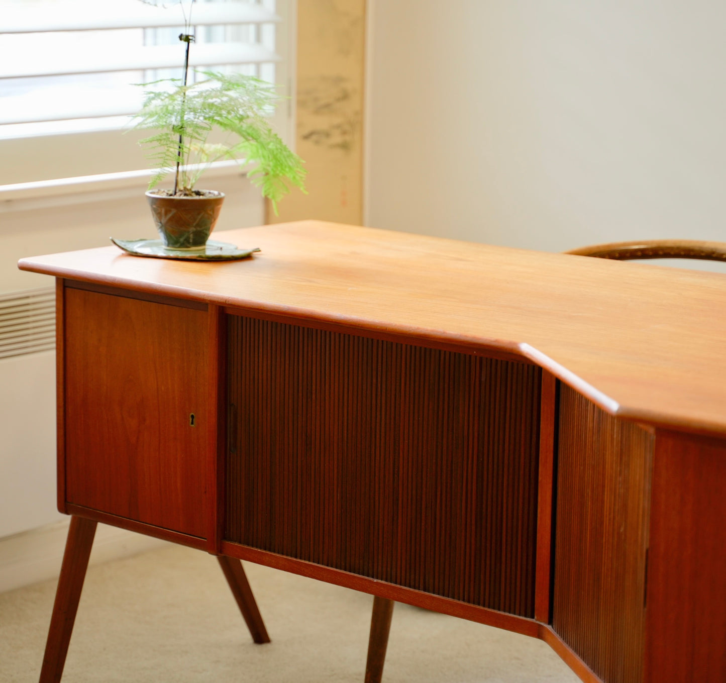 Danish Teak Desk with two Tambours