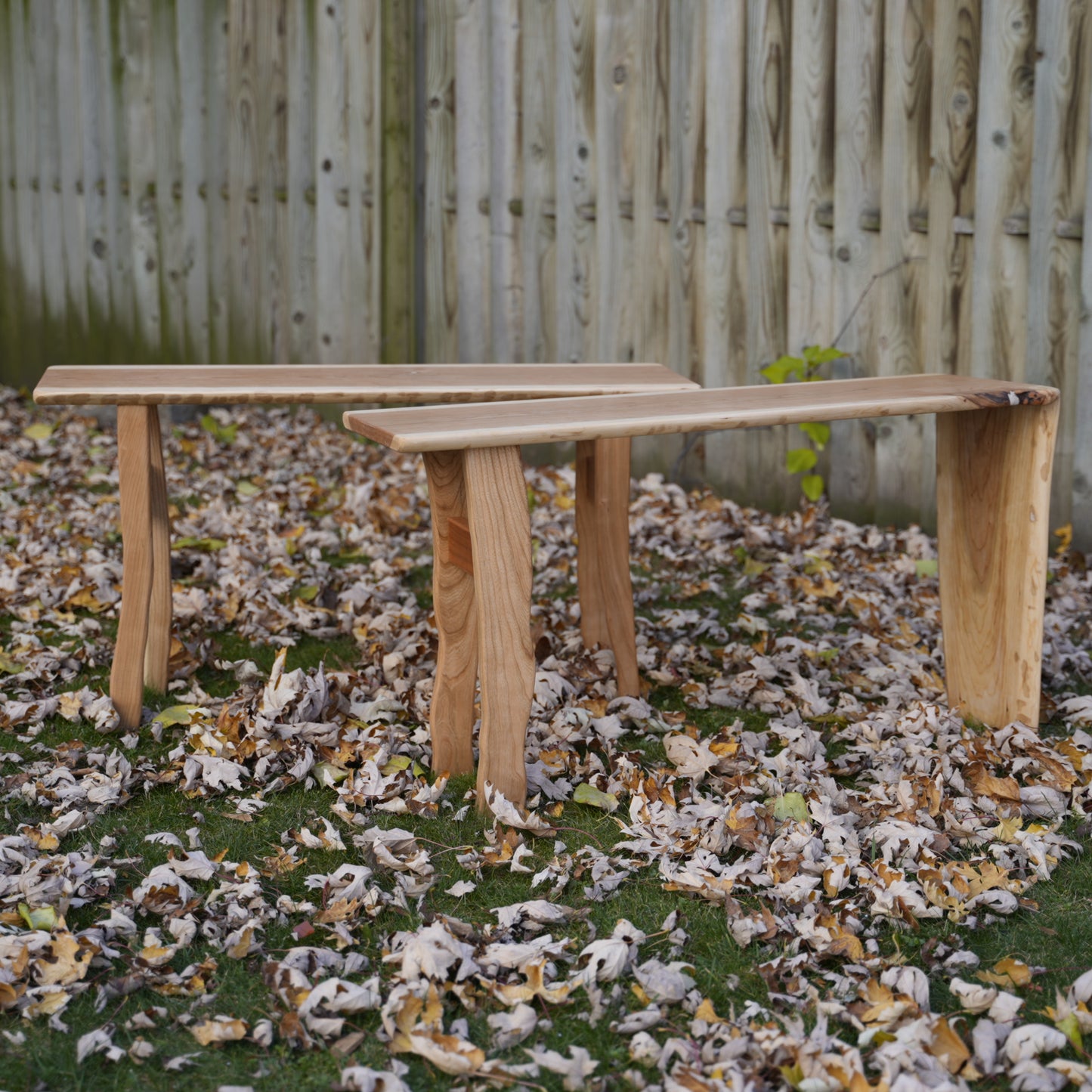 A Pair of Hand Crafted Live Edge Cherry Coffee Tables