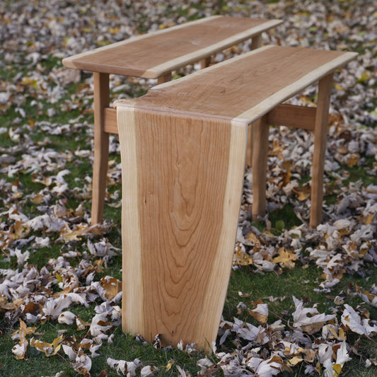 A Pair of Hand Crafted Live Edge Cherry Coffee Tables